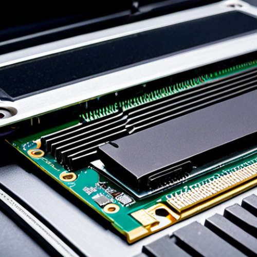 Home 17 **Prompt:** A close-up of a motherboard with an M.2 slot. One slot contains a sleek, black NVMe SSD with a prominent heatsink. The other slot has a smaller, silver SATA SSD. Focus on the contrasting sizes and designs of the two drives, highlighting the modern aesthetic of the NVMe drive. The background should be slightly blurred, emphasizing the technology.