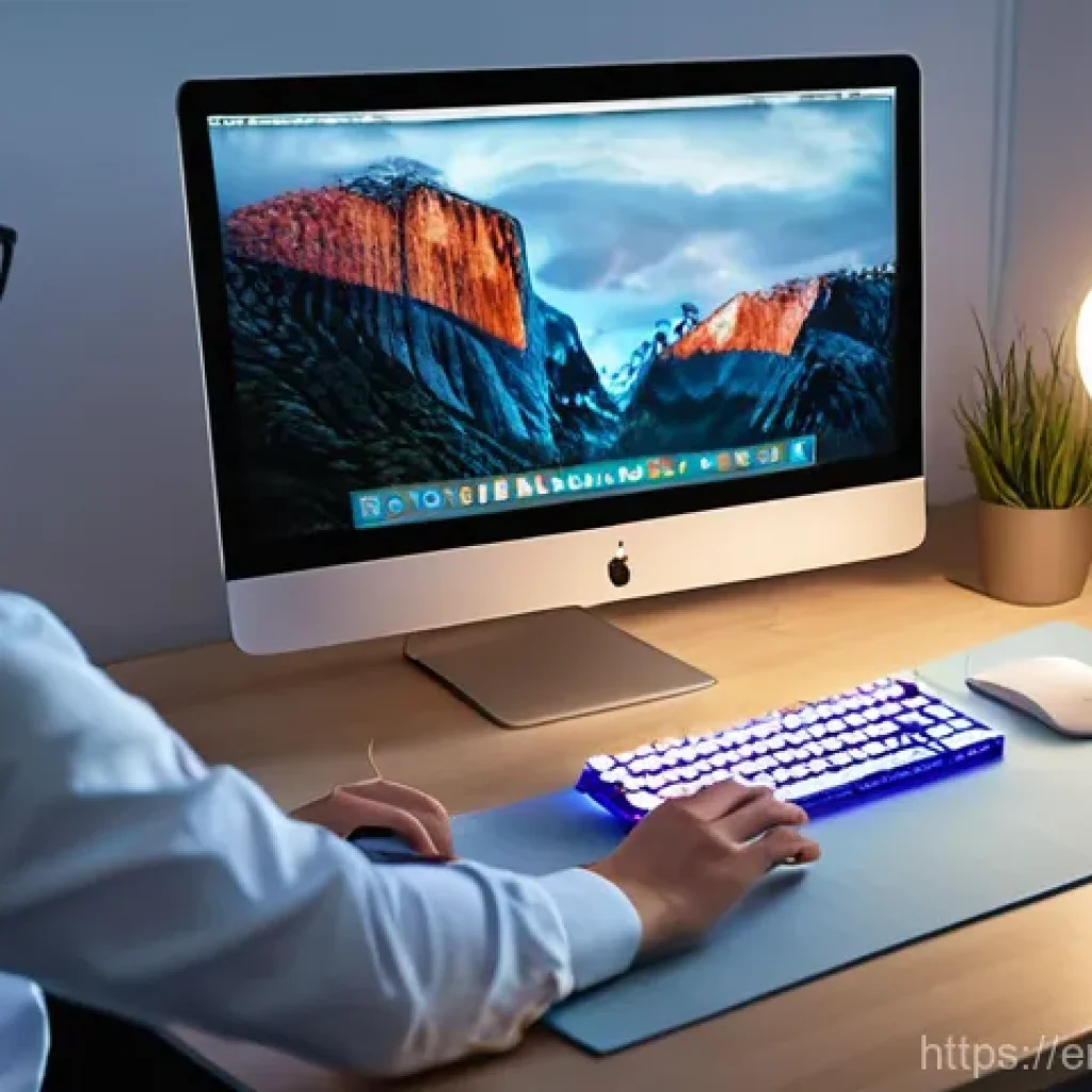 RGB 조명 키보드와 일반 키보드 비교 - **Prompt:** A serene and productive home office environment at night, bathed in a soft, functional g...