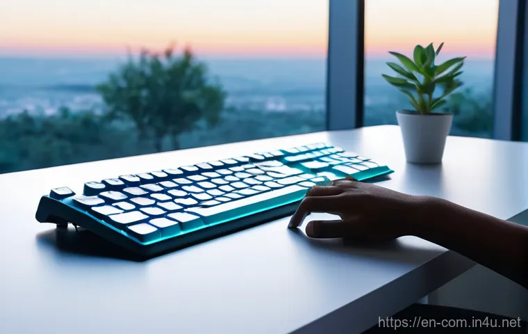 RGB 조명 키보드와 일반 키보드 비교 - **Prompt:** A dynamic and highly personalized gaming or creative workstation, showcasing a state-of-...
